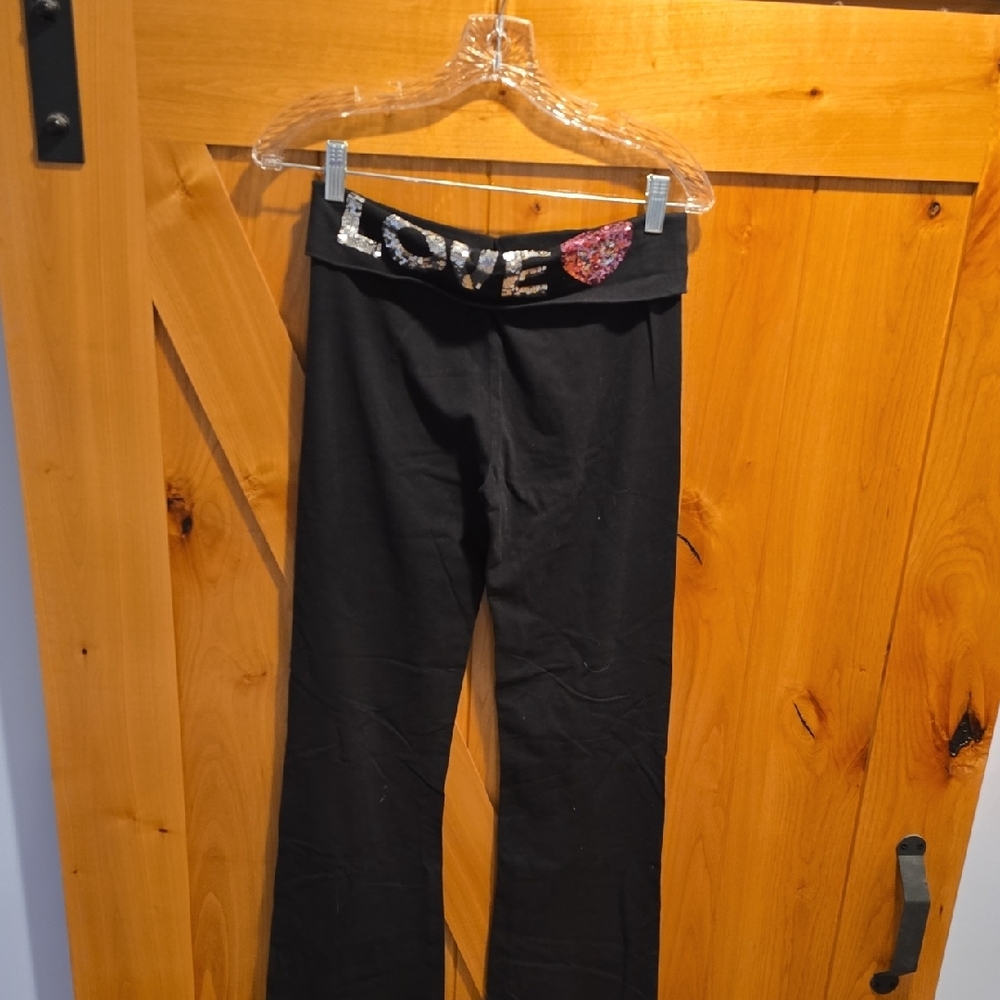 Black Love Sequin Yoga Pants
